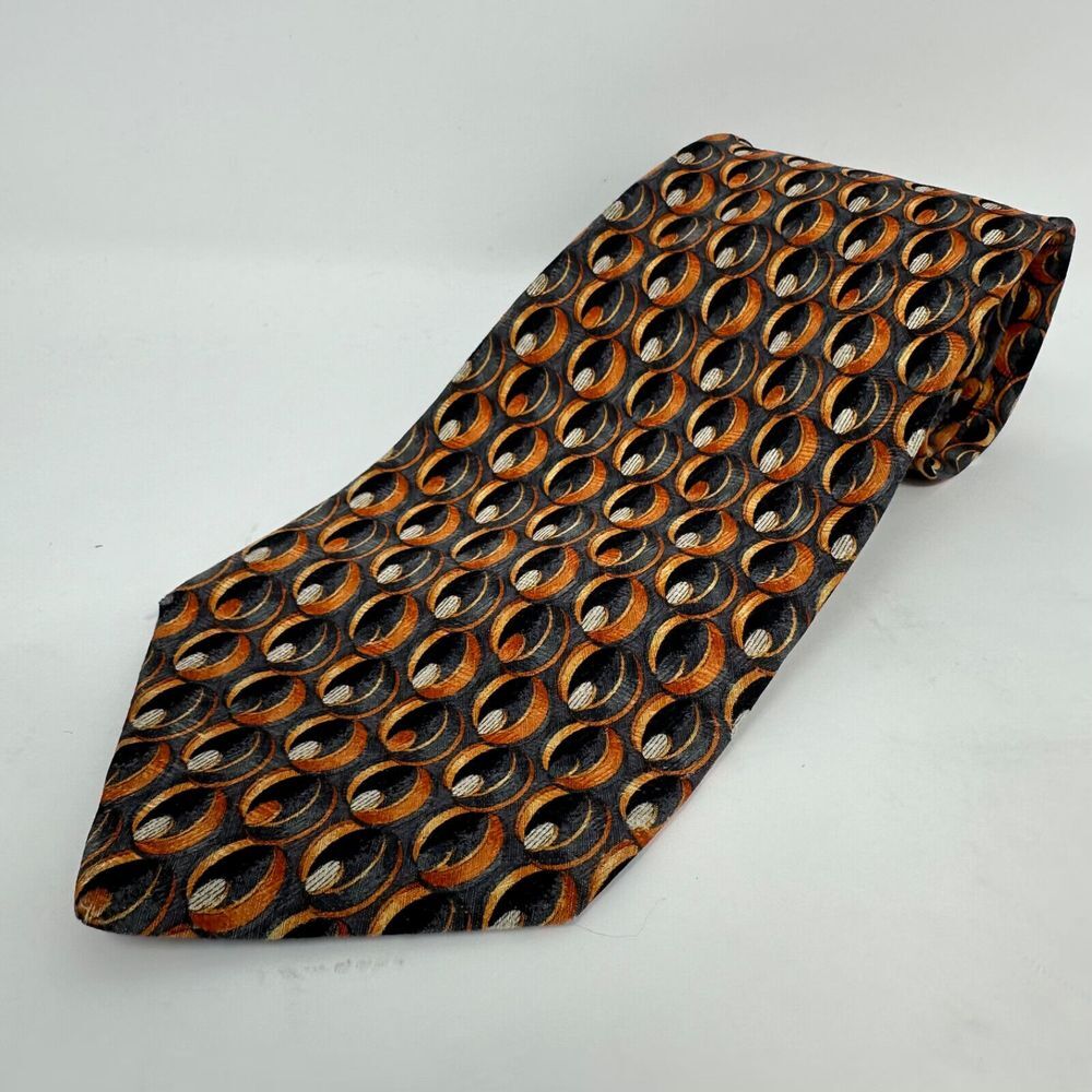 Ermenegildo Zegna Necktie Tie‎ Silk Men's Copper Gray Abstract